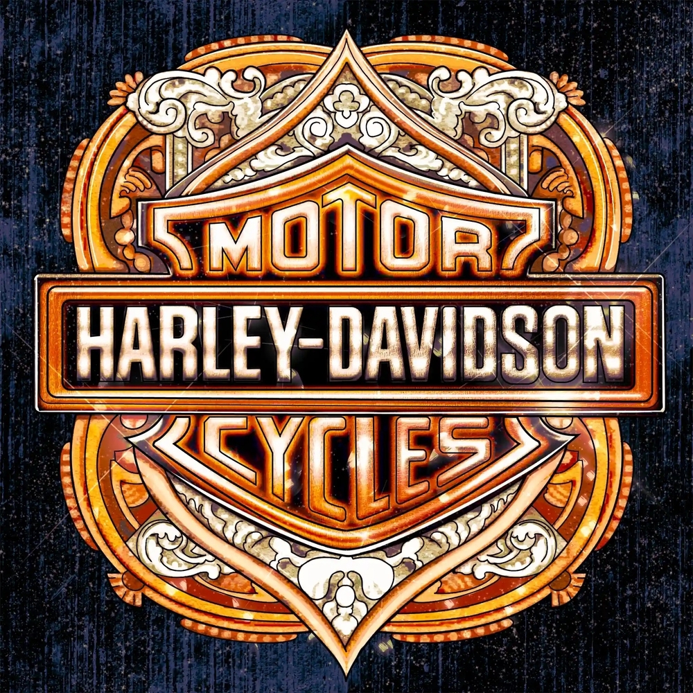 Harley-Davidson Vintage Orange and Black Wall Art